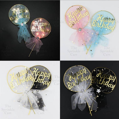 Happy Birthday Metal Cake Topper Heart Crown Moon Birthday Cake Topper TSC