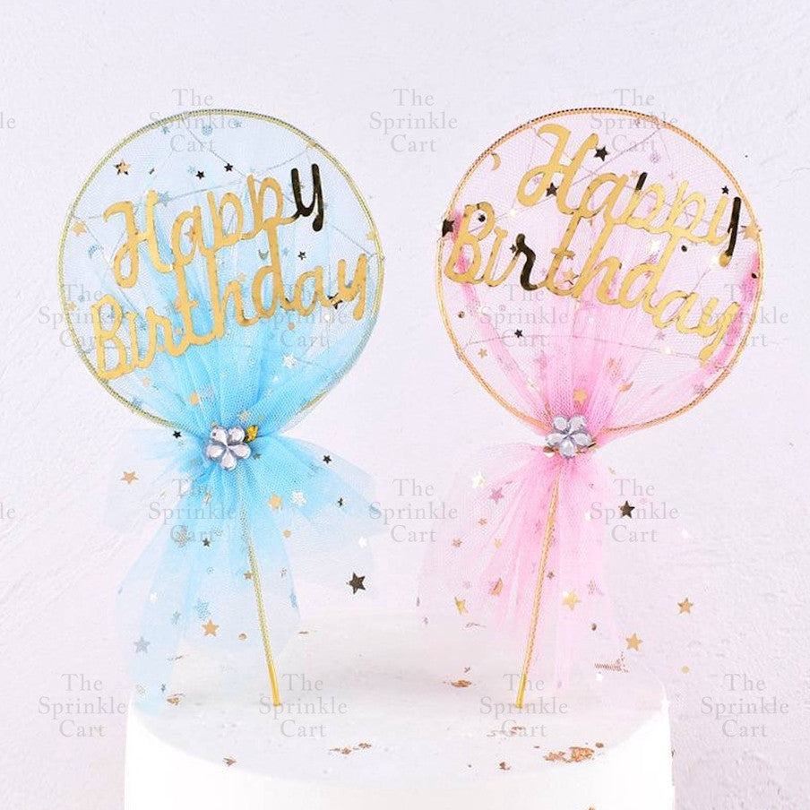 Happy Birthday Metal Cake Topper Heart Crown Moon Birthday Cake Topper TSC