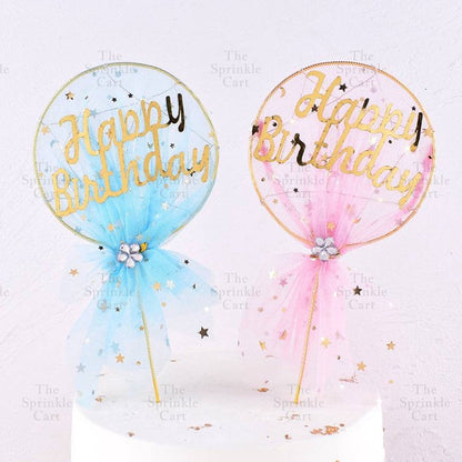 Happy Birthday Metal Cake Topper Heart Crown Moon Birthday Cake Topper TSC