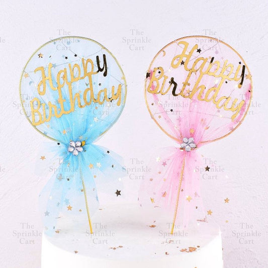 Happy Birthday Metal Cake Topper Heart Crown Moon Birthday Cake Topper TSC