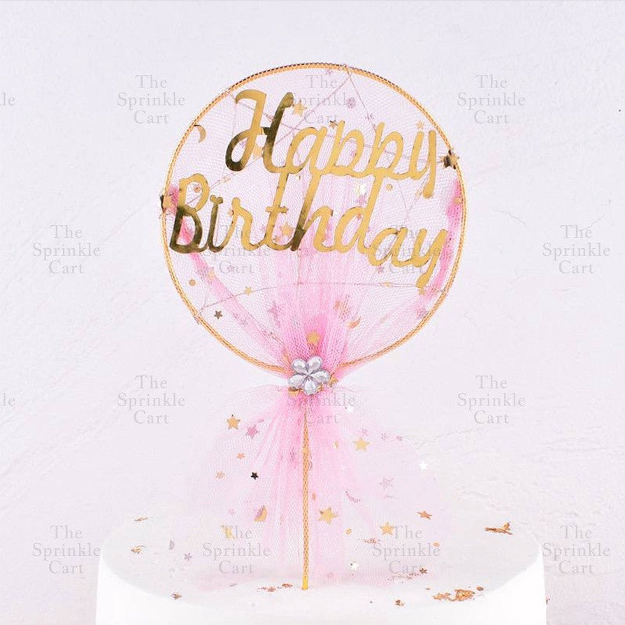 Happy Birthday Metal Cake Topper Heart Crown Moon Birthday Cake Topper TSC
