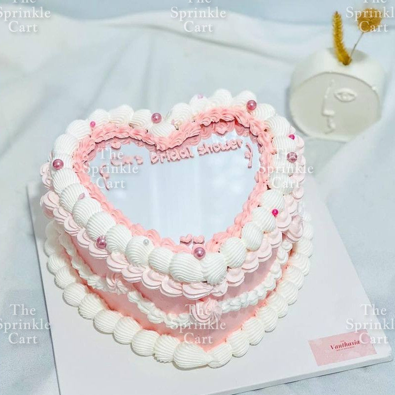 Acrylic Mirror Selfie Happy Birthday Cake DIY Round Heart Shape Mirror Topper Decoration