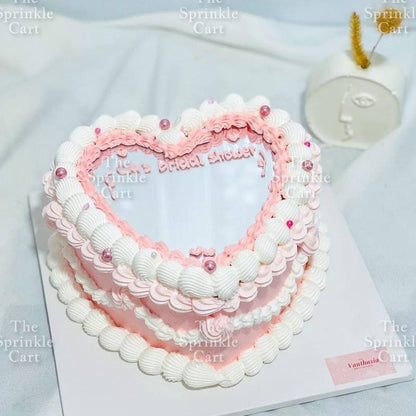 Acrylic Mirror Selfie Happy Birthday Cake DIY Round Heart Shape Mirror Topper Decoration