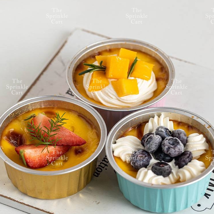 Dessert Round Heart Rectangle Cups with Lid Aluminum Foil Bakewares Decoration TSC