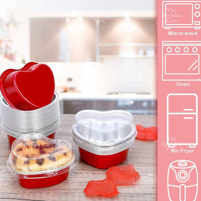 Dessert Round Heart Rectangle Cups with Lid Aluminum Foil Bakewares Decoration TSC