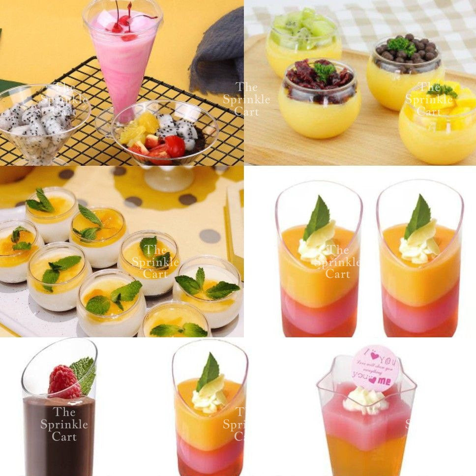 10pcs Transparent Dessert Cups Round Square Dessert Plastic Container Cake Mousse Fruits Packaging