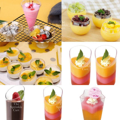 10pcs Transparent Dessert Cups Round Square Dessert Plastic Container Cake Mousse Fruits Packaging
