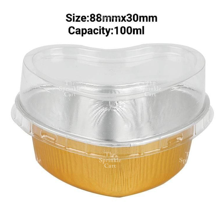 Dessert Round Heart Rectangle Cups with Lid Aluminum Foil Bakewares Decoration TSC