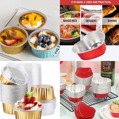 Dessert Round Heart Rectangle Cups with Lid Aluminum Foil Bakewares Decoration TSC