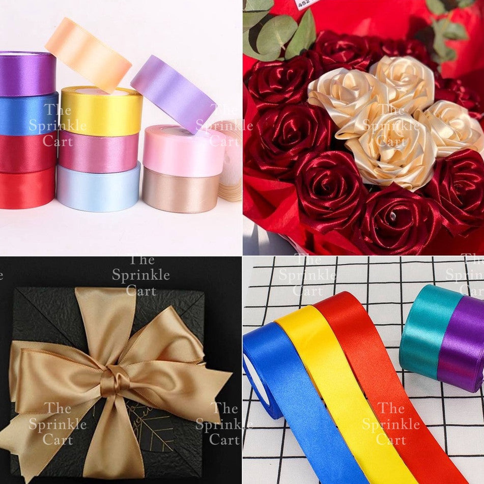 4cm Plain Satin Ribbon Gift Roll Packaging DIY Birthday Party Decoration TSC