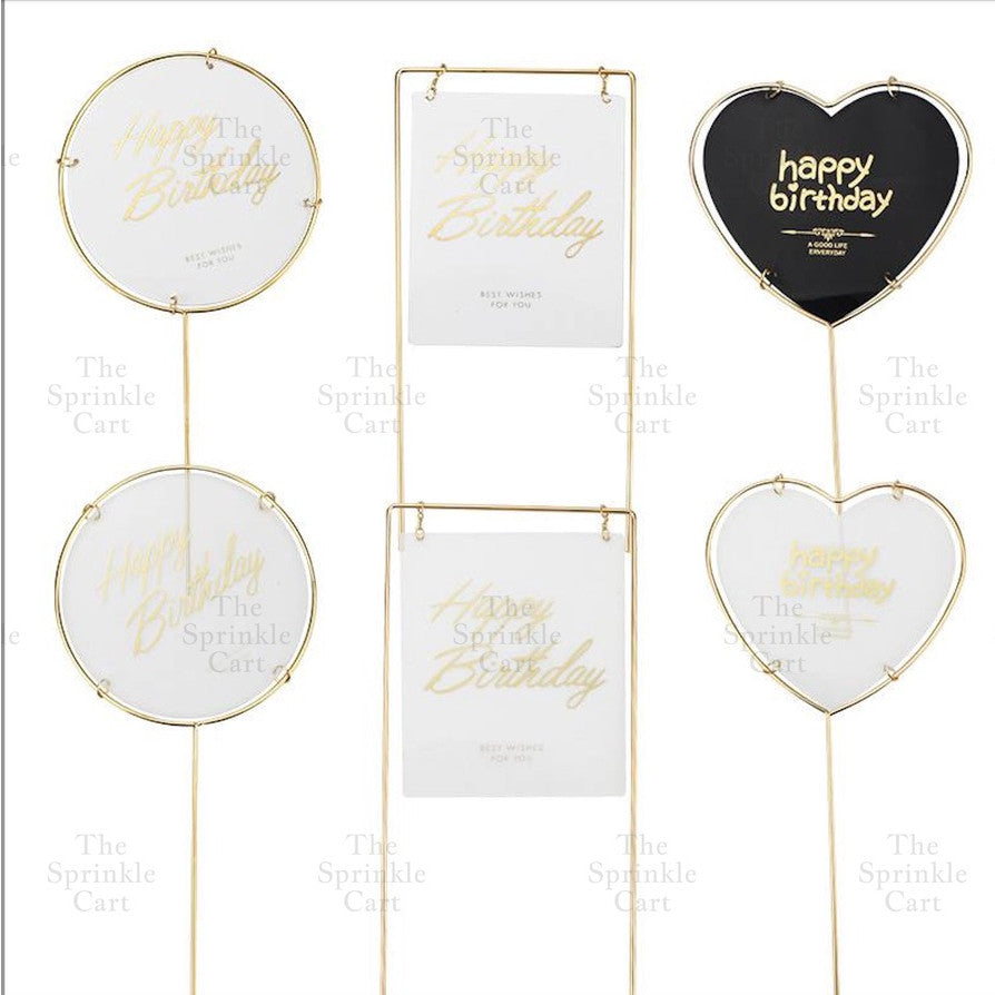 Happy Birthday Metal Cake Topper Heart Crown Moon Birthday Cake Topper TSC