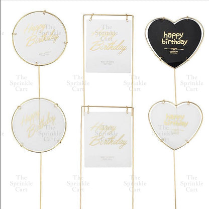 Happy Birthday Metal Cake Topper Heart Crown Moon Birthday Cake Topper TSC