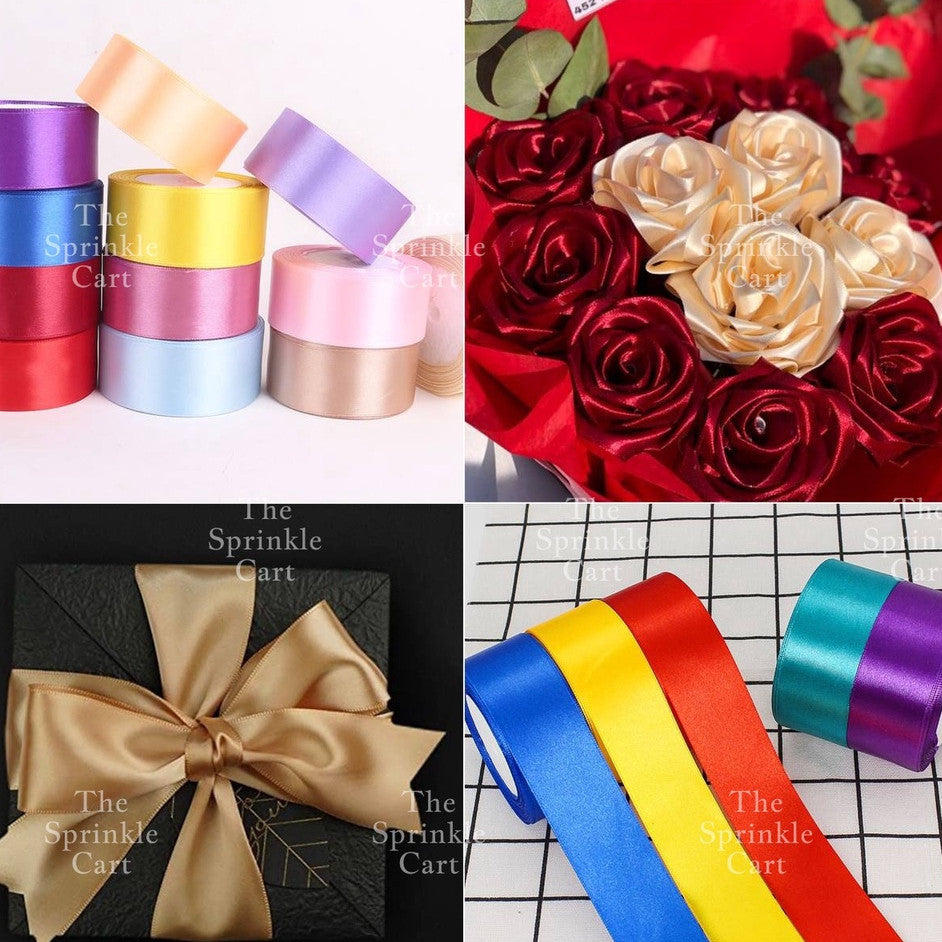 Colored Satin / Glitter Gold Silver Ribbon 23meters