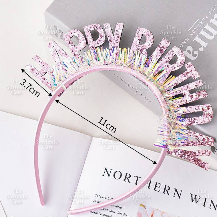 Happy Birthday and Happy New Year Glitter Shiny Headband Sequined Hair Accessories TSC