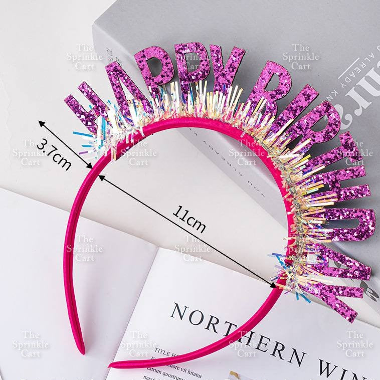 Happy Birthday and Happy New Year Glitter Shiny Headband Sequined Hair Accessories TSC