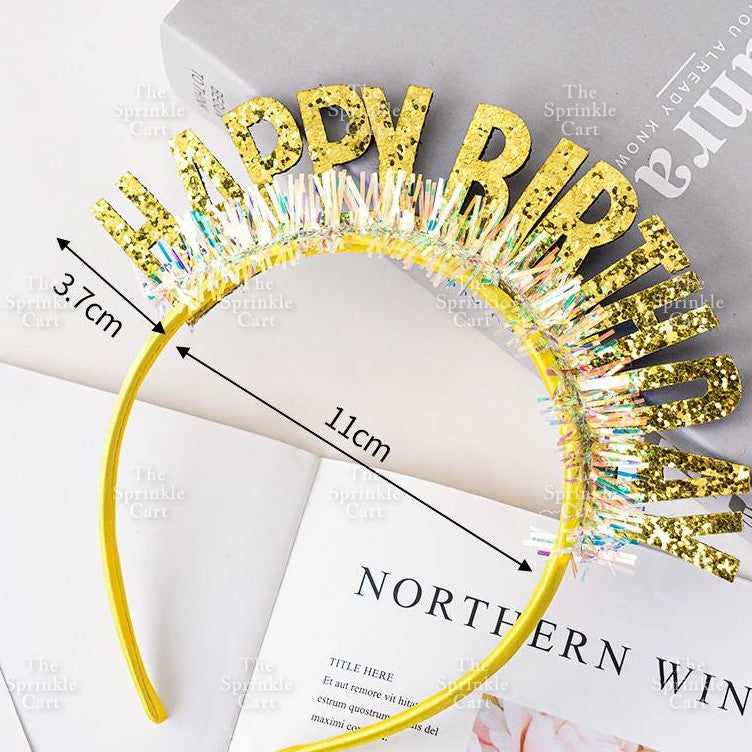 Happy Birthday and Happy New Year Glitter Shiny Headband Sequined Hair Accessories TSC
