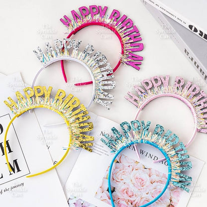 Happy Birthday and Happy New Year Glitter Shiny Headband Sequined Hair Accessories TSC