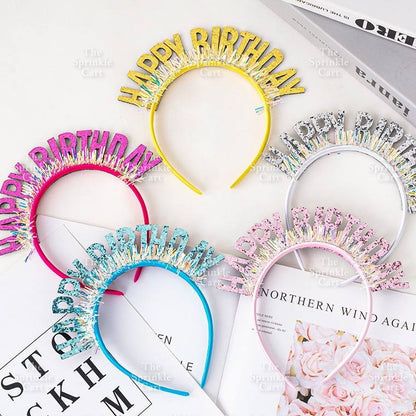 Happy Birthday and Happy New Year Glitter Shiny Headband Sequined Hair Accessories TSC