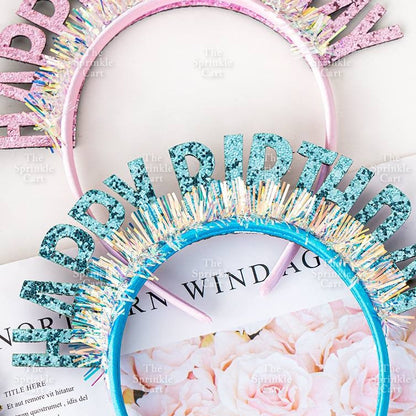 Happy Birthday and Happy New Year Glitter Shiny Headband Sequined Hair Accessories TSC