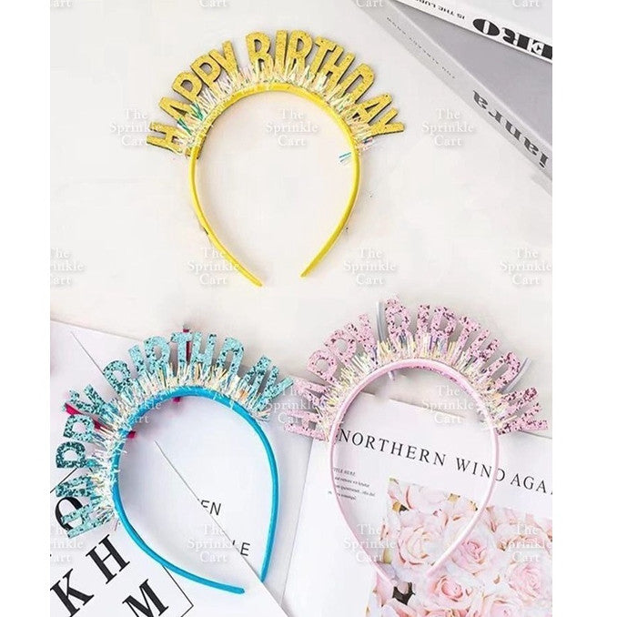 Happy Birthday and Happy New Year Glitter Shiny Headband Sequined Hair Accessories TSC