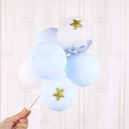 6pcs Set Multi-Color Pastel Confetti Balloon Mini Star Style Baking Cake Topper Party Supplies
