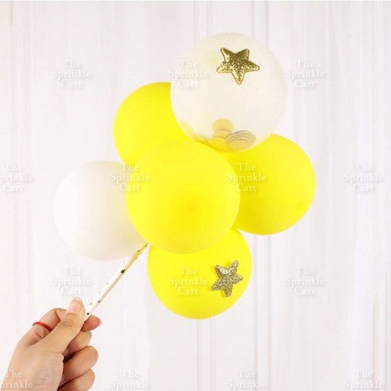 6pcs Set Multi-Color Pastel Confetti Balloon Mini Star Style Baking Cake Topper Party Supplies