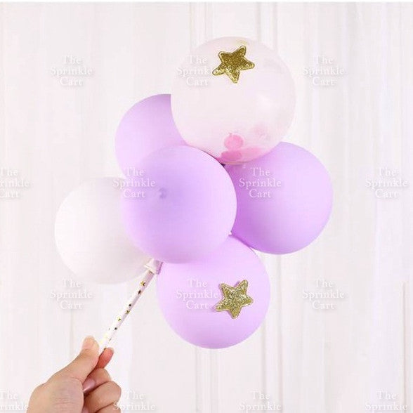6pcs Set Multi-Color Pastel Confetti Balloon Mini Star Style Baking Cake Topper Party Supplies