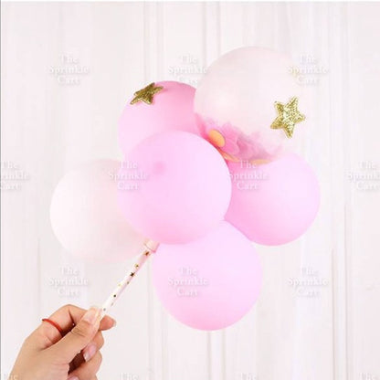 6pcs Set Multi-Color Pastel Confetti Balloon Mini Star Style Baking Cake Topper Party Supplies