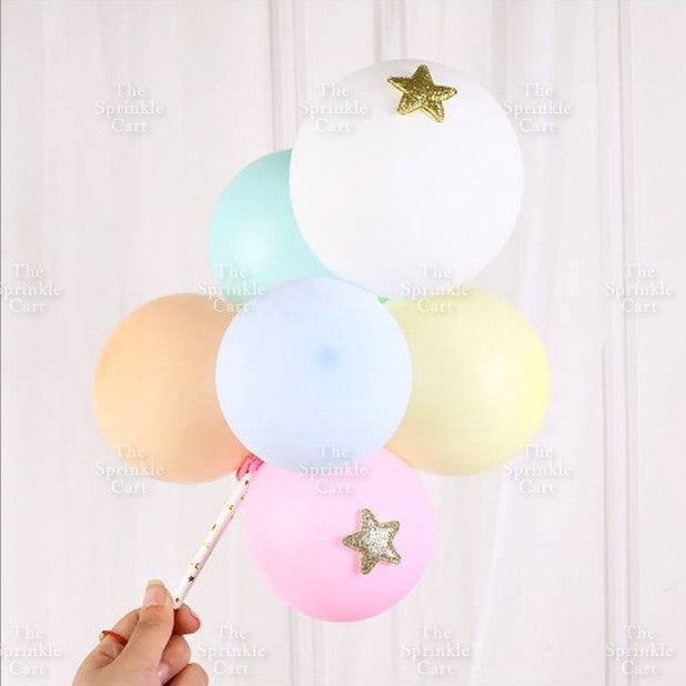 6pcs Set Multi-Color Pastel Confetti Balloon Mini Star Style Baking Cake Topper Party Supplies