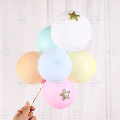 6pcs Set Multi-Color Pastel Confetti Balloon Mini Star Style Baking Cake Topper Party Supplies