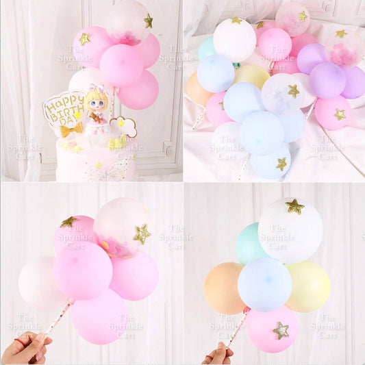 6pcs Set Multi-Color Pastel Confetti Balloon Mini Star Style Baking Cake Topper Party Supplies