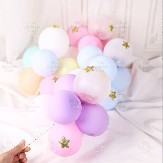 6pcs Set Multi-Color Pastel Confetti Balloon Mini Star Style Baking Cake Topper Party Supplies
