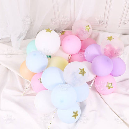 6pcs Set Multi-Color Pastel Confetti Balloon Mini Star Style Baking Cake Topper Party Supplies