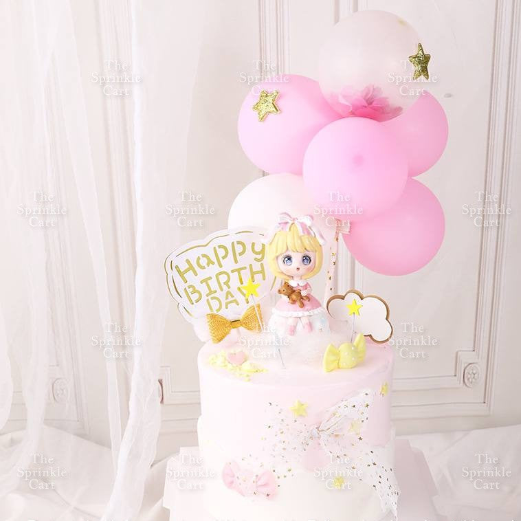 6pcs Set Multi-Color Pastel Confetti Balloon Mini Star Style Baking Cake Topper Party Supplies