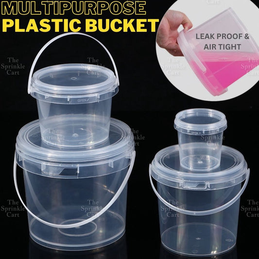 Multipurpose Clear Plastic Food Grade Cookie Bucket Container with Lid Handle Airtight Leakproof TSC