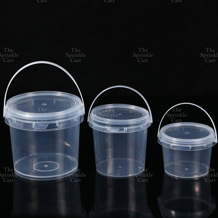 Multipurpose Clear Plastic Food Grade Cookie Bucket Container with Lid Handle Airtight Leakproof TSC