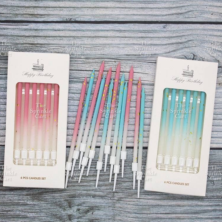 Metallic Long Straight Candle Happy Birthday Cake Party Supplies