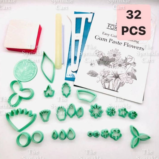 32pcs Set Flower Leaves Cutter for Fondant Gum Paste Cake Decoration and DIY Crafts TSC