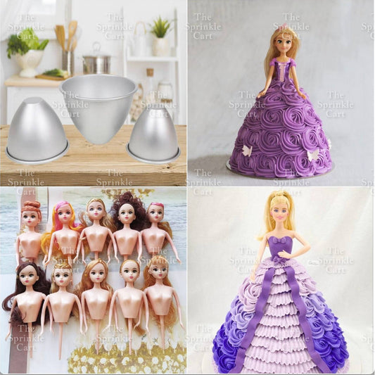 Aluminum Skirt Pan Mold Half Barbe Doll Toy Topper Cake Theme Birthday Party Decoration