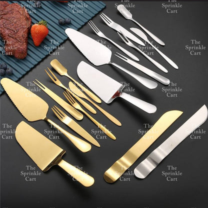 Golden Stainless Dessert Cake Knife Cake Shovel Spatula Flatware Tableware Pizza Pie Server TSC