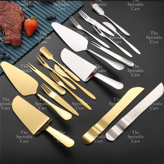 Golden Stainless Dessert Cake Knife Cake Shovel Spatula Flatware Tableware Pizza Pie Server TSC
