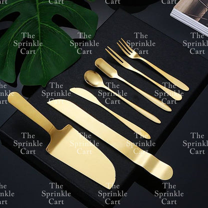 Golden Stainless Dessert Cake Knife Cake Shovel Spatula Flatware Tableware Pizza Pie Server TSC