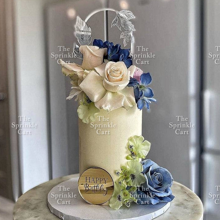 Floral Acrylic Topper Birthday Anniversary Bride to be Mr & Mrs Wedding Anniversary