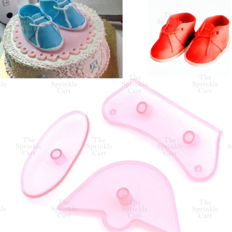 3pcs Set Baby Shoe  Molder DIY Fondant Crafting Cake For Birthday Christening Occasion