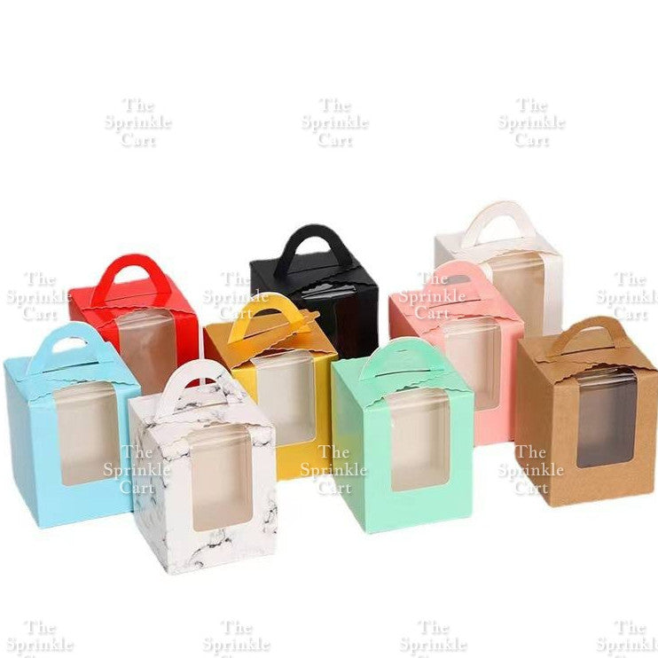 10pcs Solo Cupcake & Cookies Box Muffin Box w/ Holder Single Pastry Box TSC