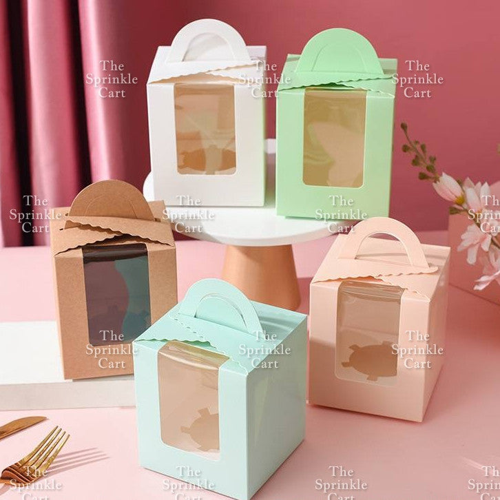 10pcs Solo Cupcake & Cookies Box Muffin Box w/ Holder Single Pastry Box TSC