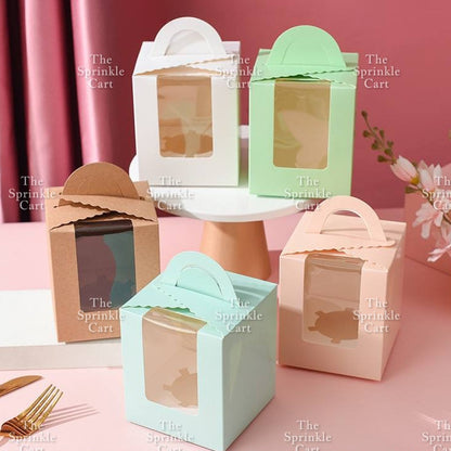 10pcs Solo Cupcake & Cookies Box Muffin Box w/ Holder Single Pastry Box TSC