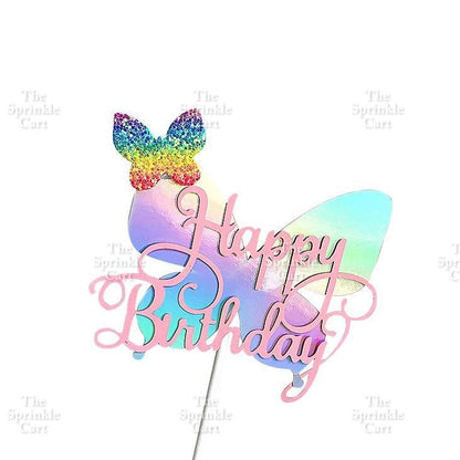 Acrylic Glitter Paper Happy Birthday Mr & Mrs Girl Boy Cake Topper Party Supplies