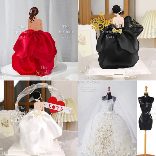 Back Noble Dress and Mannequin Cake Topper Birthday Wedding Anniversary Cake Decoration TSC
