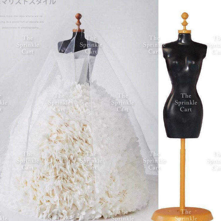 Back Noble Dress and Mannequin Cake Topper Birthday Wedding Anniversary Cake Decoration TSC